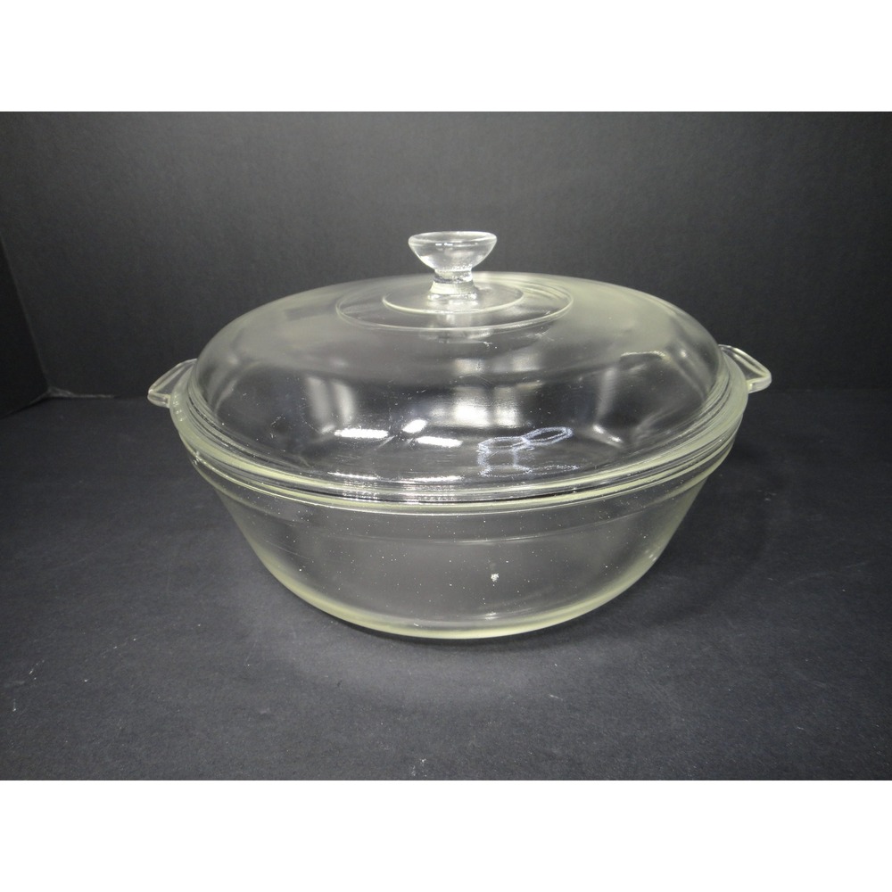 Vintage Pyrex #024-624 Clear Glass Round Casserole Dish with Lid 624C B-8 EUC